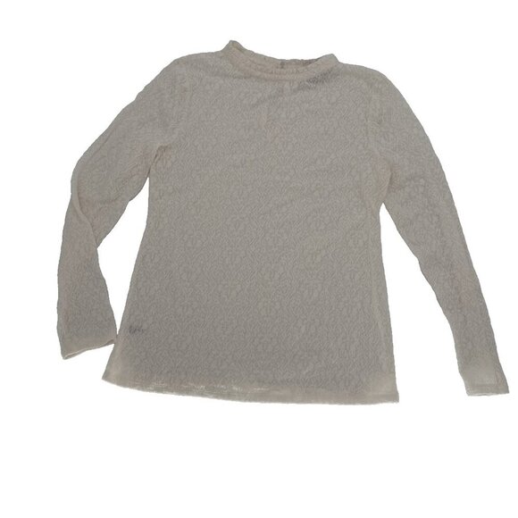 LOFT,CREAM LONG SLEEVE TOP, size medium white lace top boho, medium, sexy - Picture 1 of 8